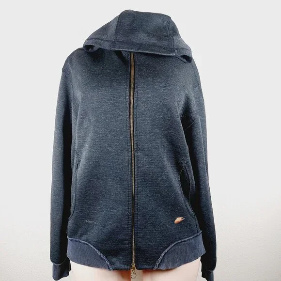 Nike Women's Black Fit Dry Raglon Sleeve Casual Full Zip Hoodie Size L - Picture 2 of 13